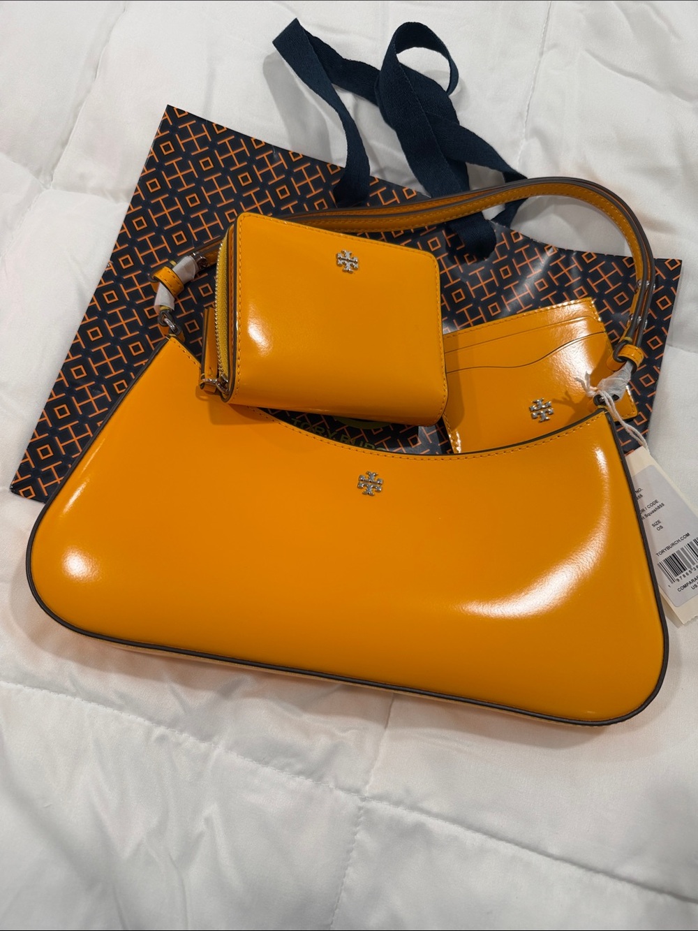 Tory Burch Handbag + Wallet + Card Case In Bright Squash - New - Picture 14 of 14